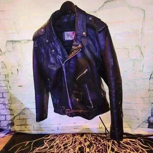Vintage 80s Leather Motorcycle Jacket Medium